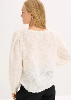 Sale Bluse mit floralem Strukturmuster Damen Blusen & Tuniken