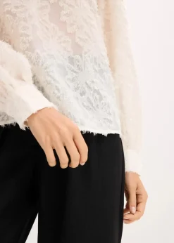 Sale Bluse mit floralem Strukturmuster Damen Blusen & Tuniken