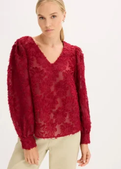 Damen bonprix Blusen & Tuniken|Bluse mit floralem Strukturmuster