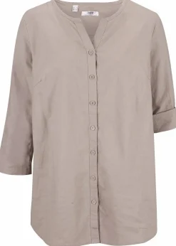 Damen bonprix Blusen & Tuniken|Bekleidung·Jacken & Mäntel|Bluse mit Leinen, 3/4 Arm