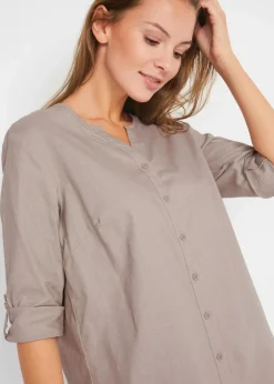 Damen bonprix Blusen & Tuniken|Bekleidung·Jacken & Mäntel|Bluse mit Leinen, 3/4 Arm