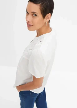 Damen bonprix Blusen & Tuniken|Bluse mit Lochstickerei