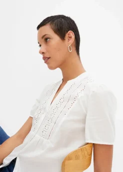 Damen bonprix Blusen & Tuniken|Bluse mit Lochstickerei