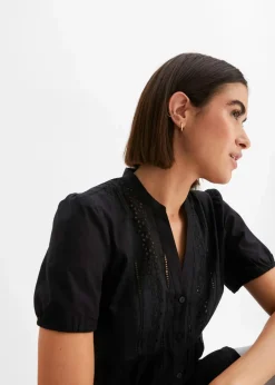 Damen bonprix Blusen & Tuniken|Bluse mit Lochstickerei