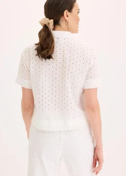 Online Bluse mit Lochstickerei Damen Bekleidung·Jacken & Mäntel|Blusen & Tuniken