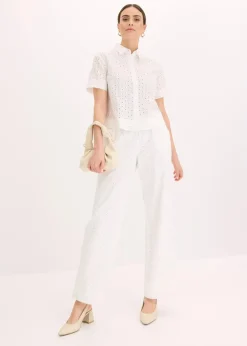 Online Bluse mit Lochstickerei Damen Bekleidung·Jacken & Mäntel|Blusen & Tuniken