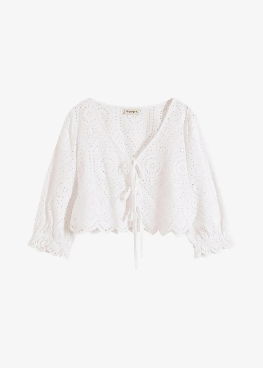 Clearance Bluse mit Lochstickerei und Puffärmeln Damen Blusen & Tuniken|Bekleidung·Jacken & Mäntel