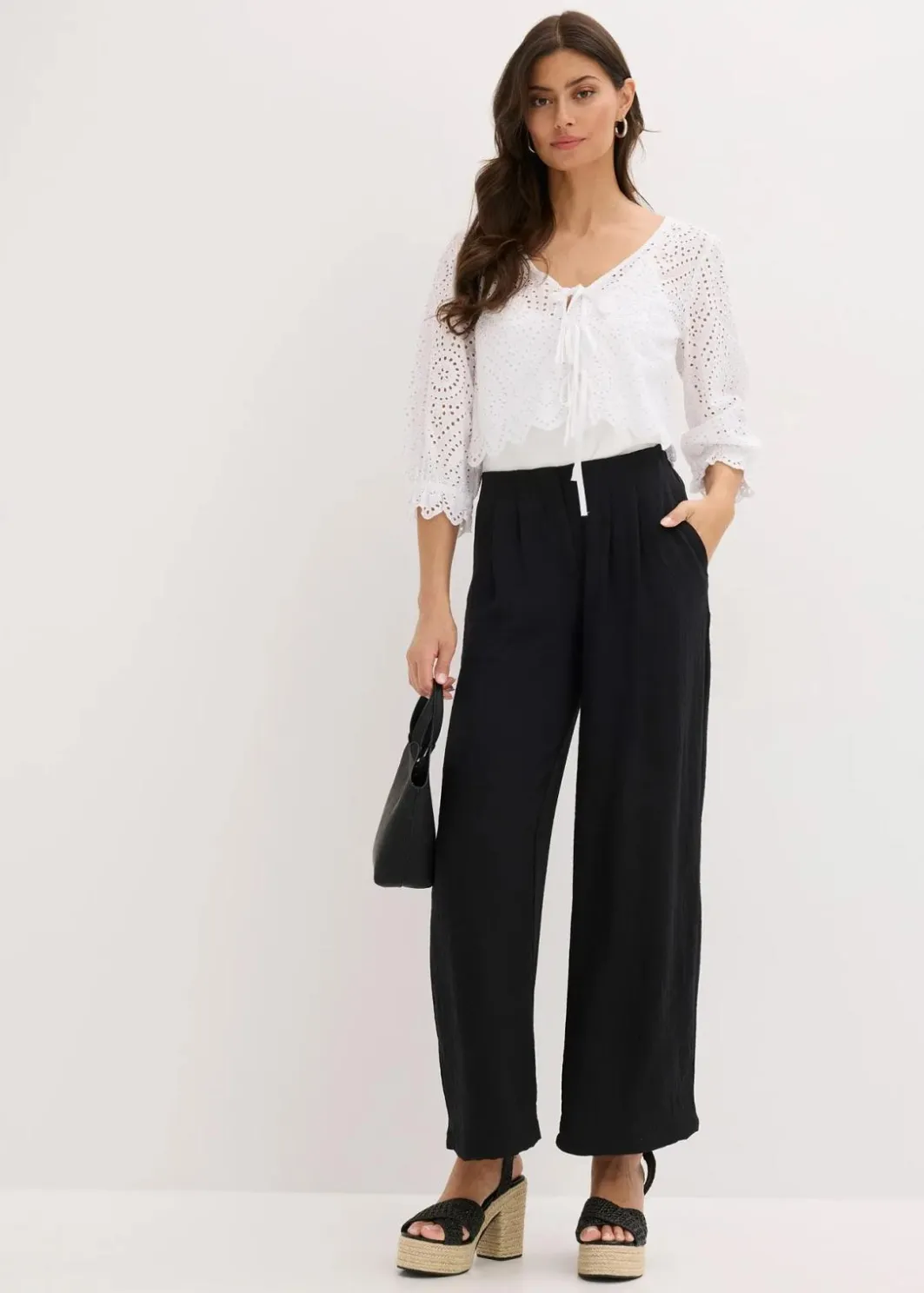 Clearance Bluse mit Lochstickerei und Puffärmeln Damen Blusen & Tuniken|Bekleidung·Jacken & Mäntel