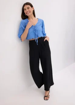Best Bluse mit Lochstickerei und Puffärmeln Damen Bekleidung·Jacken & Mäntel|Blusen & Tuniken