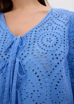 Best Bluse mit Lochstickerei und Puffärmeln Damen Bekleidung·Jacken & Mäntel|Blusen & Tuniken