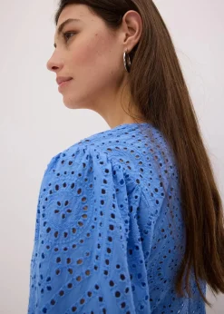 Best Bluse mit Lochstickerei und Puffärmeln Damen Bekleidung·Jacken & Mäntel|Blusen & Tuniken