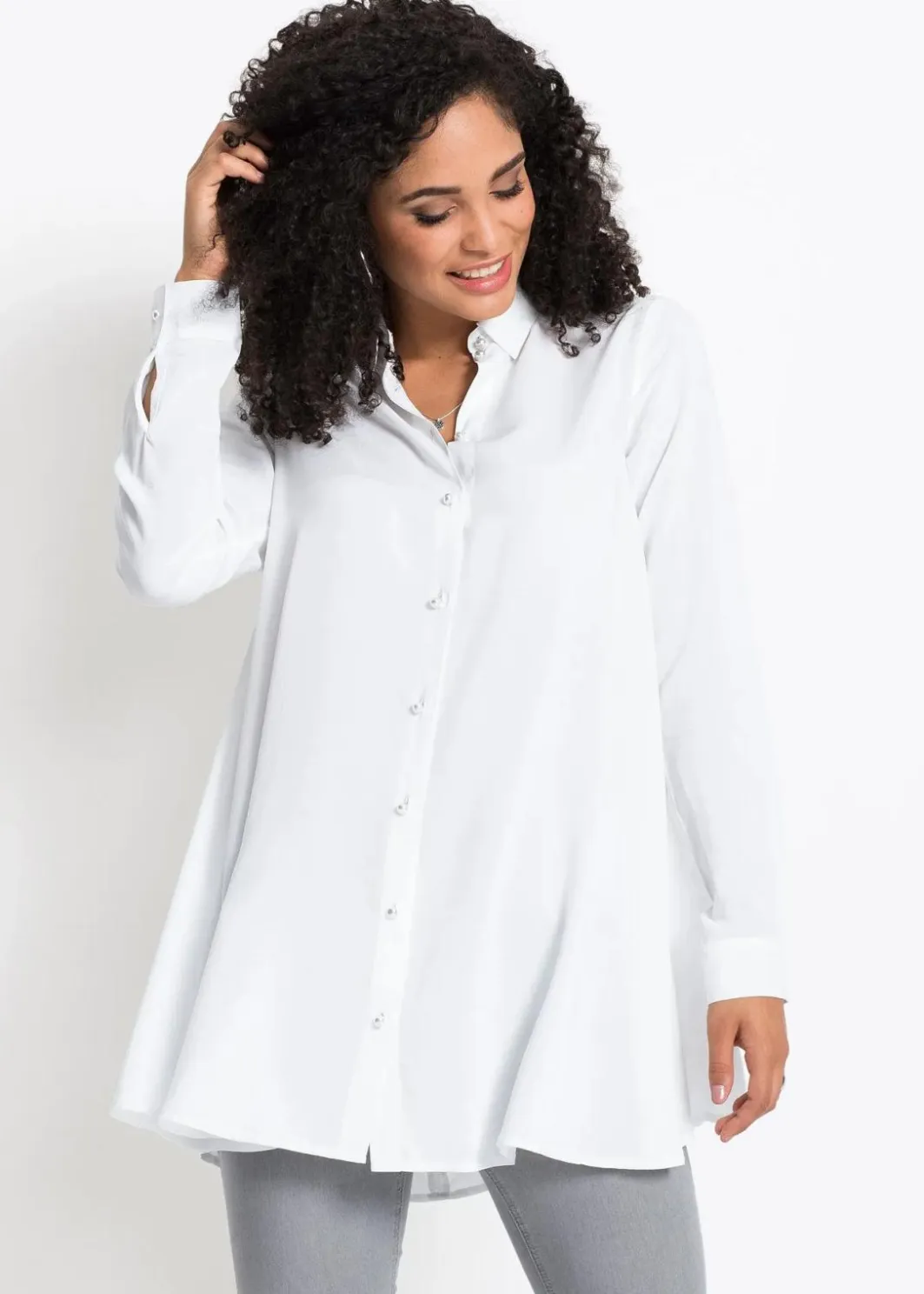 Bluse mit Perlenknopfleiste Damen Nachhaltigere Materialien|Blusen & Tuniken