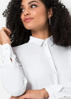 Bluse mit Perlenknopfleiste Damen Nachhaltigere Materialien|Blusen & Tuniken