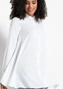 Bluse mit Perlenknopfleiste Damen Nachhaltigere Materialien|Blusen & Tuniken