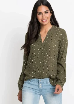 Damen bonprix Nachhaltigere Materialien|Blusen & Tuniken|Bluse mit Pünktchen