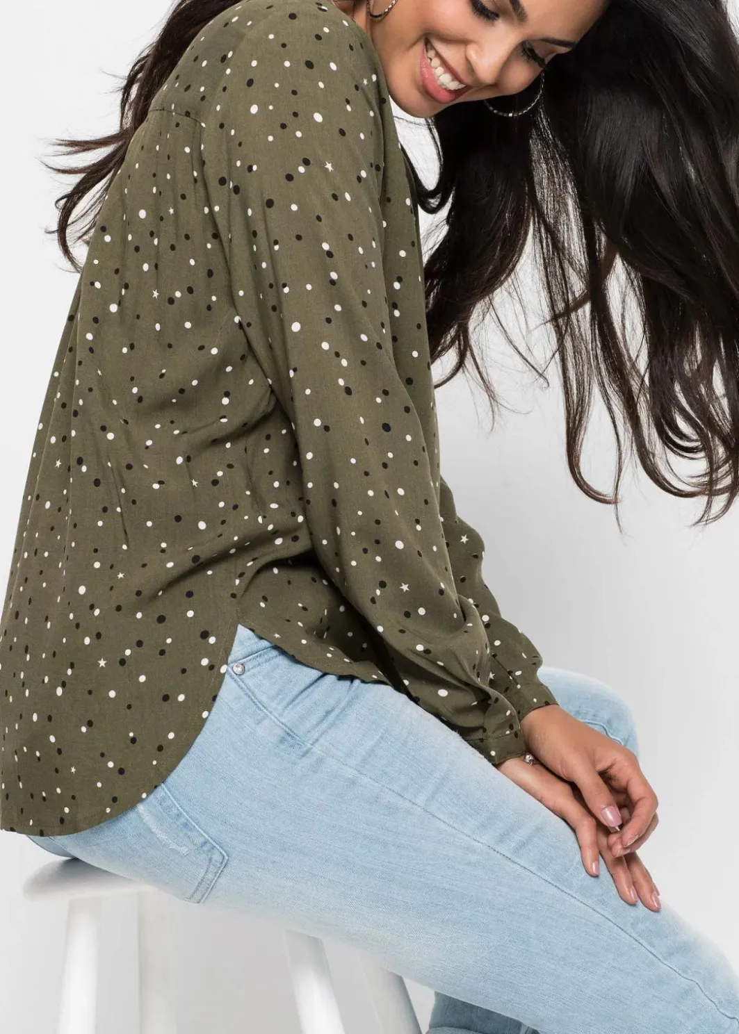 Damen bonprix Nachhaltigere Materialien|Blusen & Tuniken|Bluse mit Pünktchen