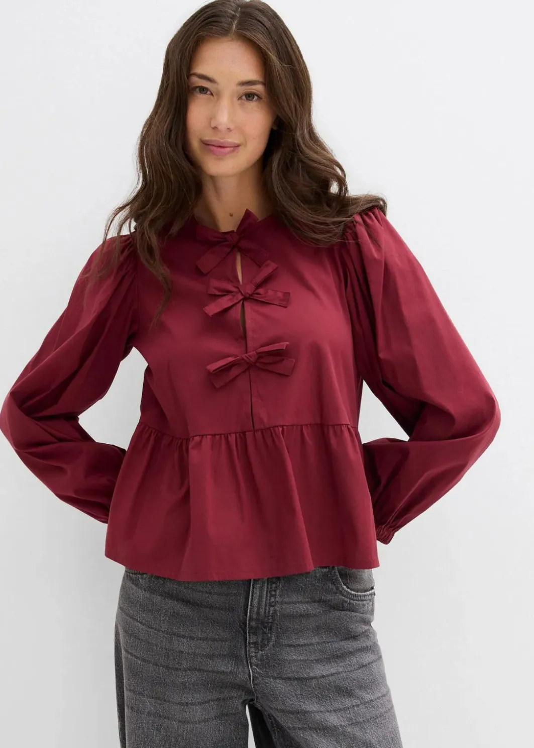 Damen bonprix Blusen & Tuniken|Bekleidung·Jacken & Mäntel|Bluse mit Schleifendetails