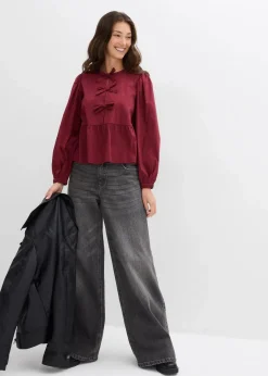 Damen bonprix Blusen & Tuniken|Bekleidung·Jacken & Mäntel|Bluse mit Schleifendetails