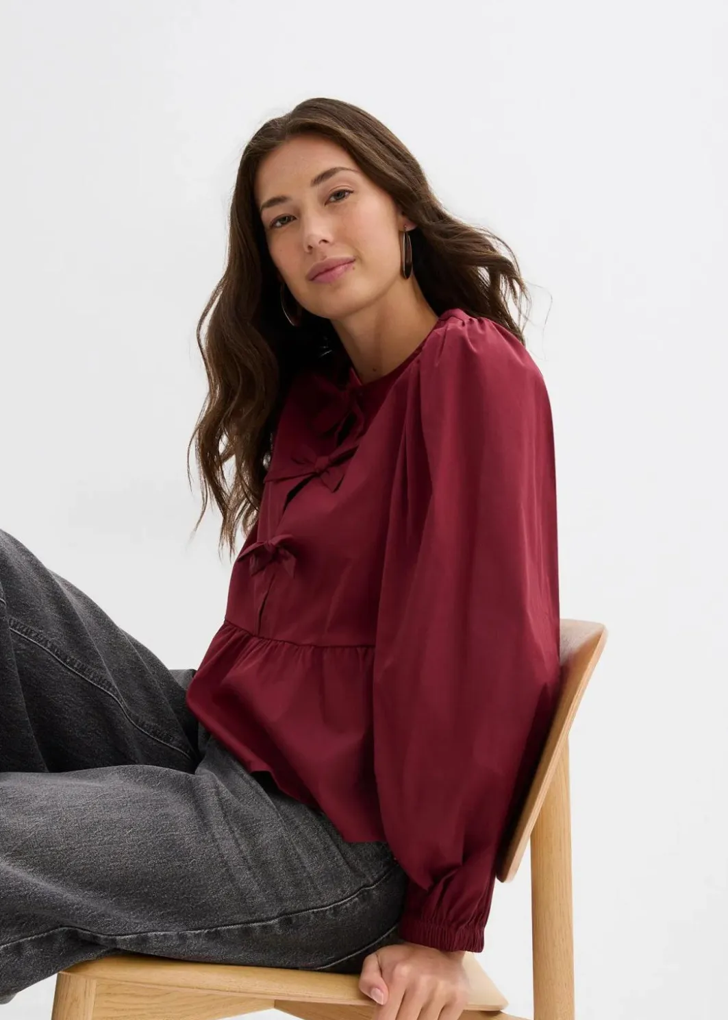 Damen bonprix Blusen & Tuniken|Bekleidung·Jacken & Mäntel|Bluse mit Schleifendetails