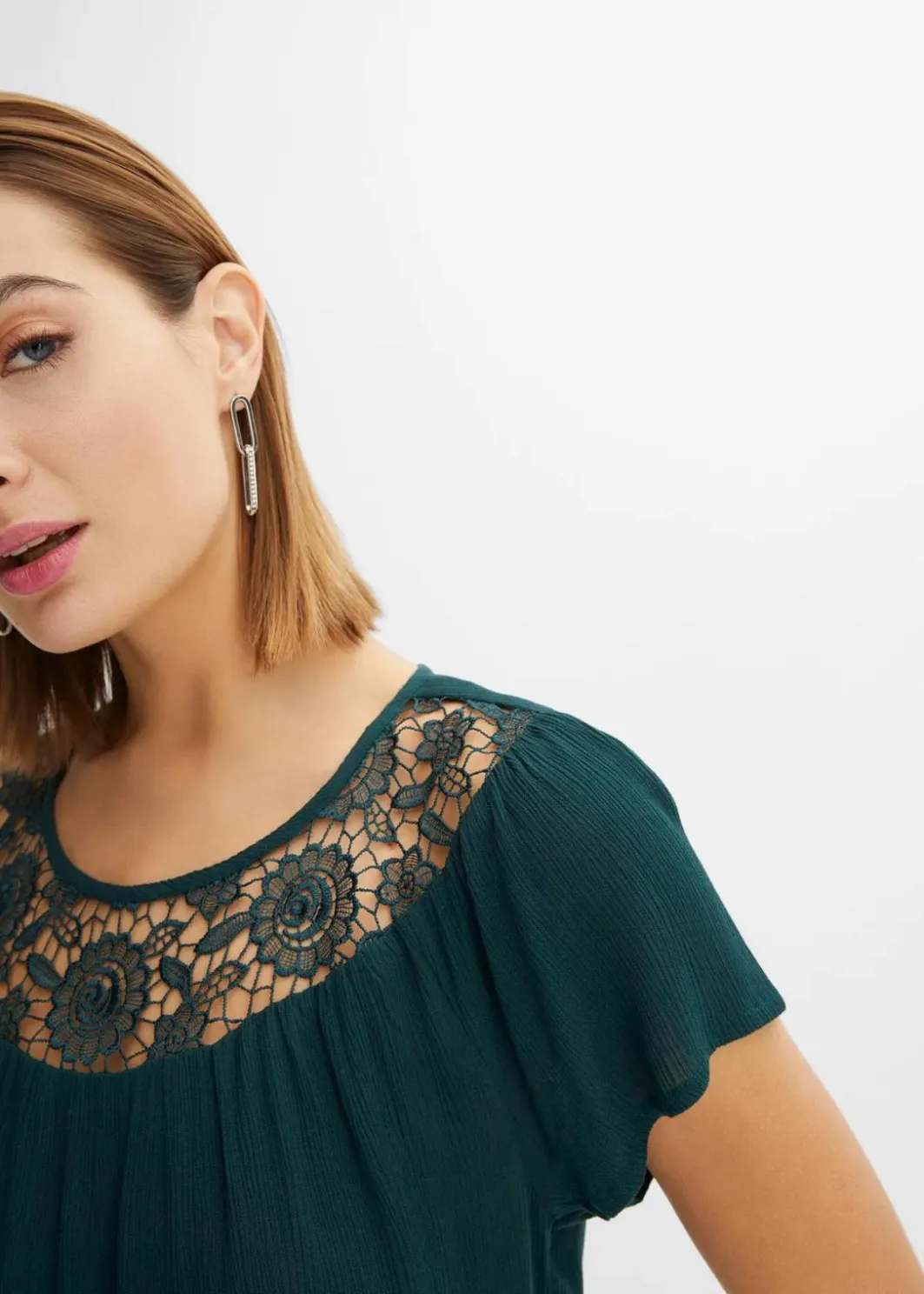 Damen bonprix Bekleidung·Jacken & Mäntel|Blusen & Tuniken|Bluse mit Spitze