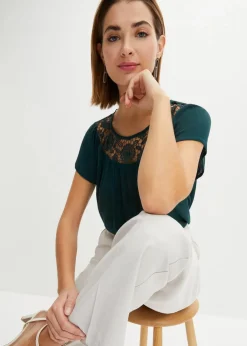 Damen bonprix Bekleidung·Jacken & Mäntel|Blusen & Tuniken|Bluse mit Spitze
