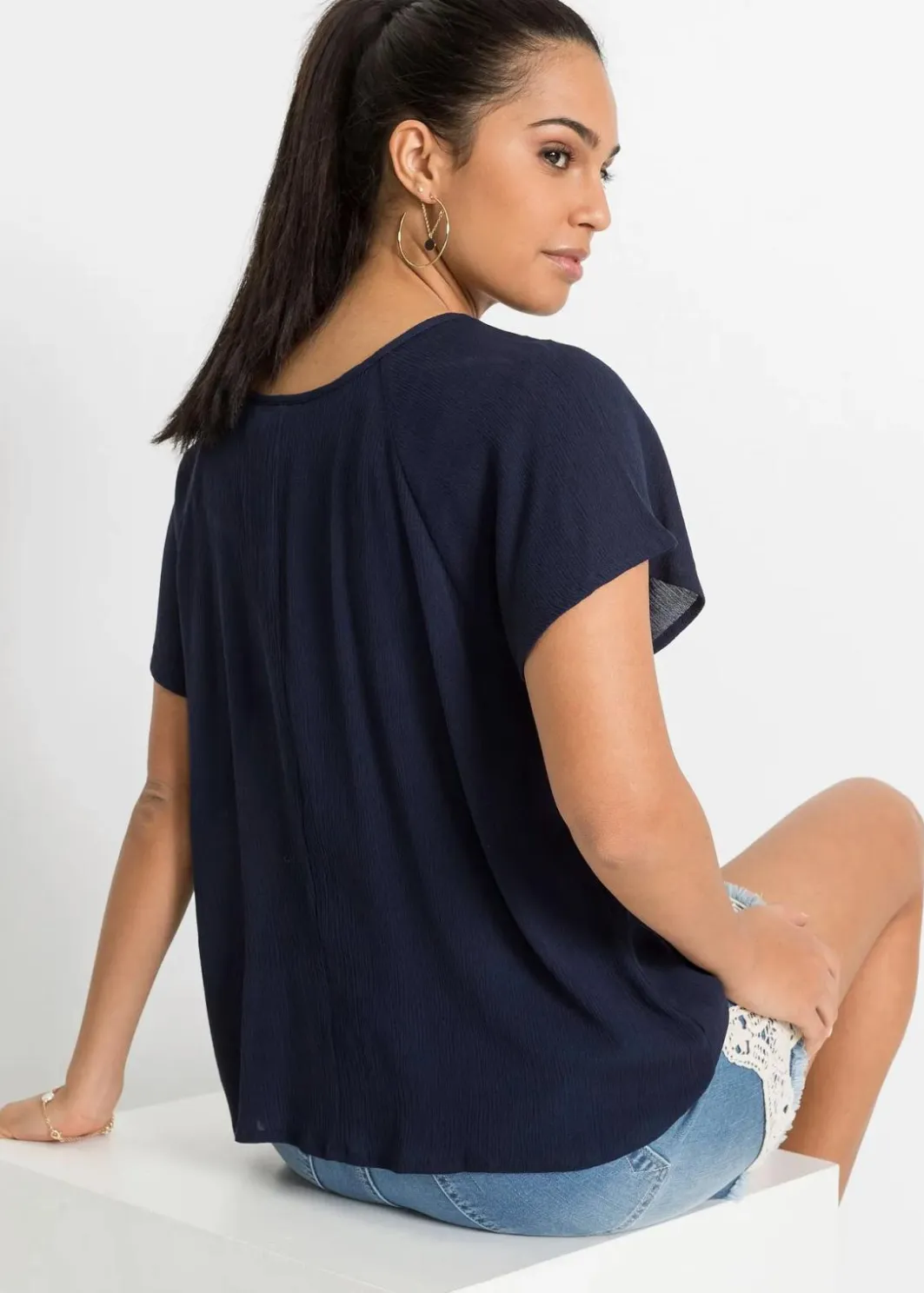 Damen bonprix Nachhaltigere Materialien|Blusen & Tuniken|Bluse mit Spitze