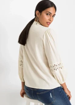 Best Bluse mit Spitze aus softem Viskose-Mix Damen Bekleidung·Jacken & Mäntel|Blusen & Tuniken