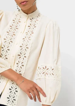Best Bluse mit Spitze aus softem Viskose-Mix Damen Bekleidung·Jacken & Mäntel|Blusen & Tuniken