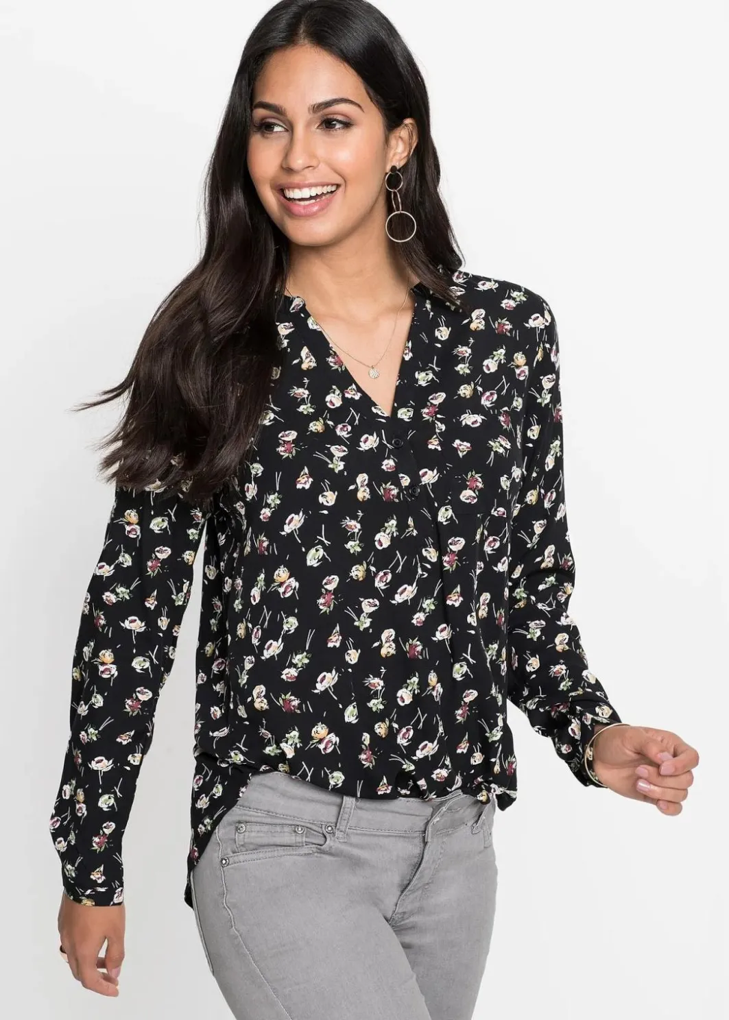 Hot Bluse mit V-Ausschnitt Damen Bekleidung·Jacken & Mäntel|Nachhaltigere Materialien