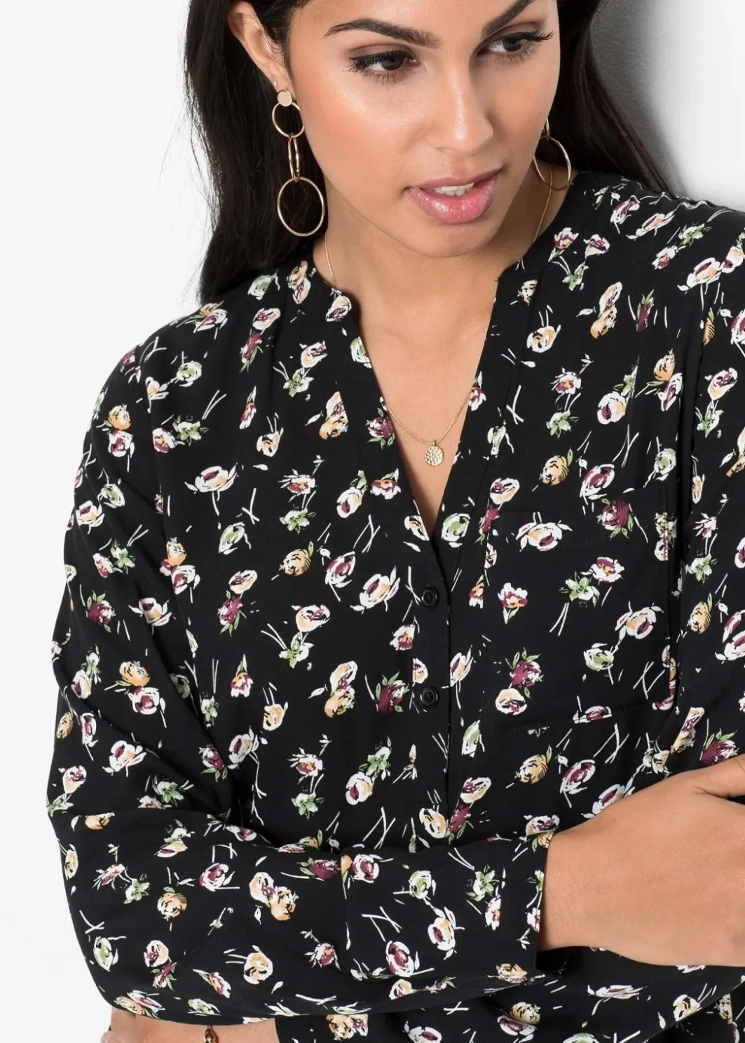 Hot Bluse mit V-Ausschnitt Damen Bekleidung·Jacken & Mäntel|Nachhaltigere Materialien