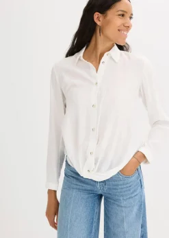 Damen bonprix Blusen & Tuniken|Bekleidung·Jacken & Mäntel|Bluse mit Wickel-Detail aus strukturiertem Material