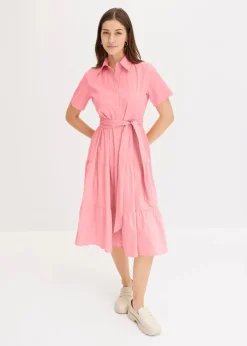 Online Blusenkleid aus elastischem Baumwoll-Mix Damen Bekleidung·Pullover & Strickjacken|Kleider