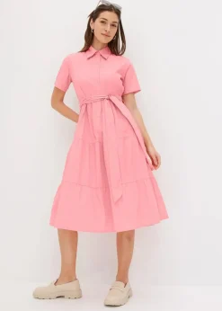 Online Blusenkleid aus elastischem Baumwoll-Mix Damen Bekleidung·Pullover & Strickjacken|Kleider