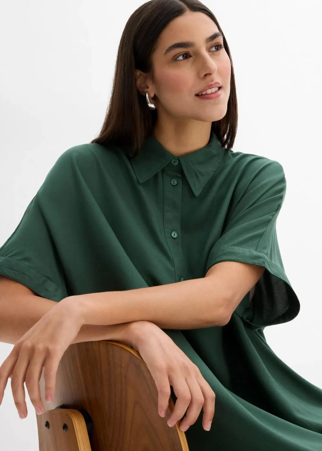 Online Blusenkleid aus feiner Viskose Damen Bekleidung·Pullover & Strickjacken|Kleider
