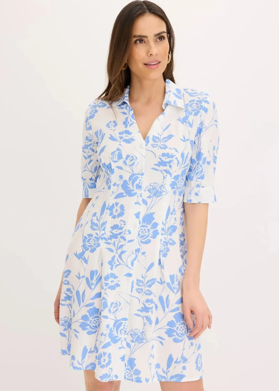 Discount Blusenkleid aus fließender Viskose Damen Kleider|Kurzgrößen