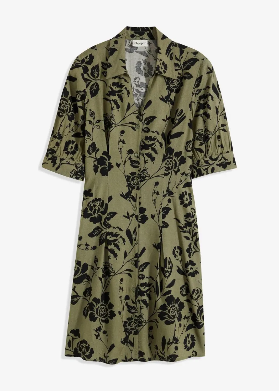 Damen bonprix Kleider|Kurzgrößen|Blusenkleid aus fließender Viskose