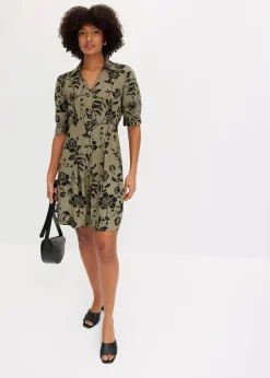 Damen bonprix Kleider|Kurzgrößen|Blusenkleid aus fließender Viskose