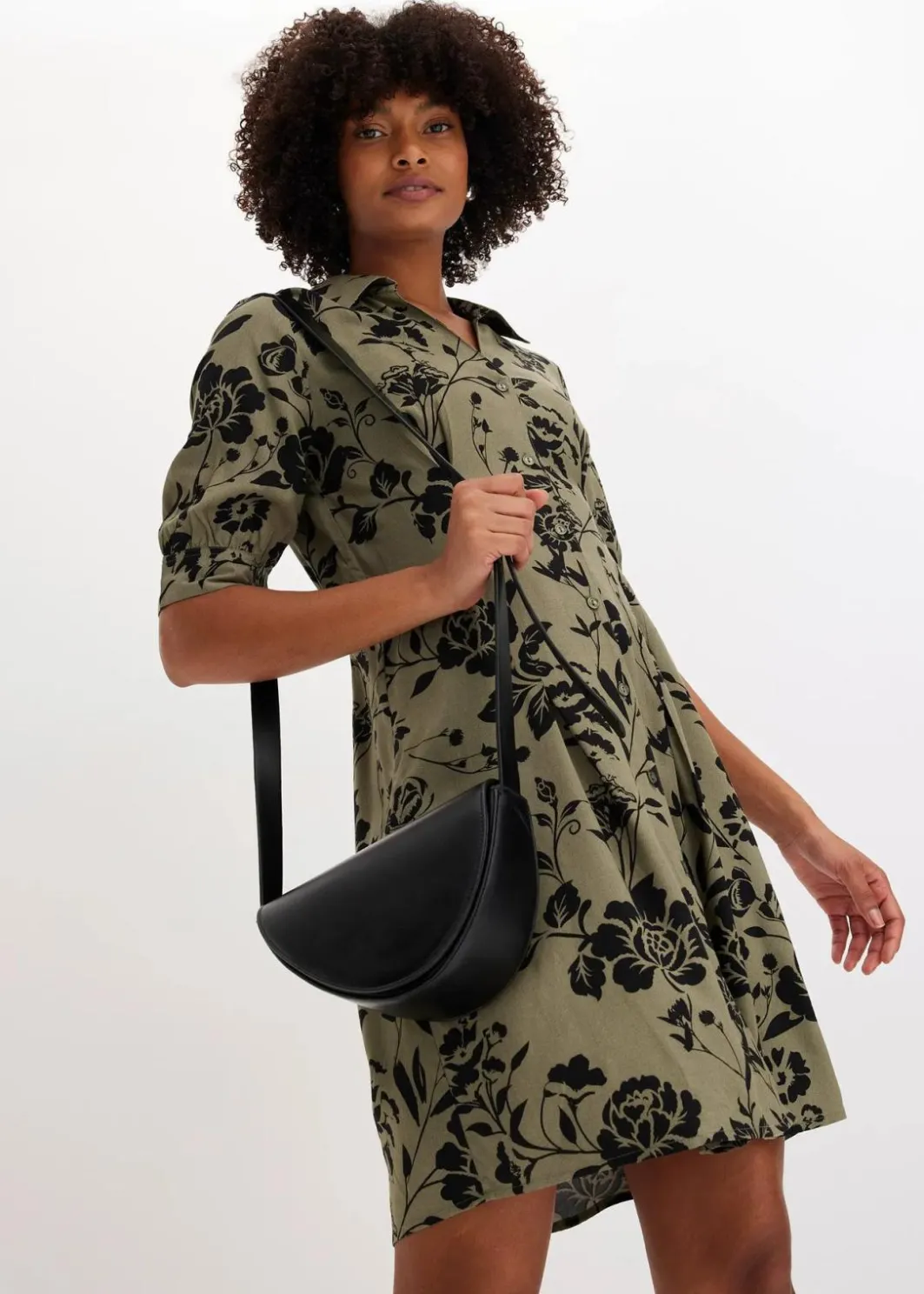 Damen bonprix Kleider|Kurzgrößen|Blusenkleid aus fließender Viskose