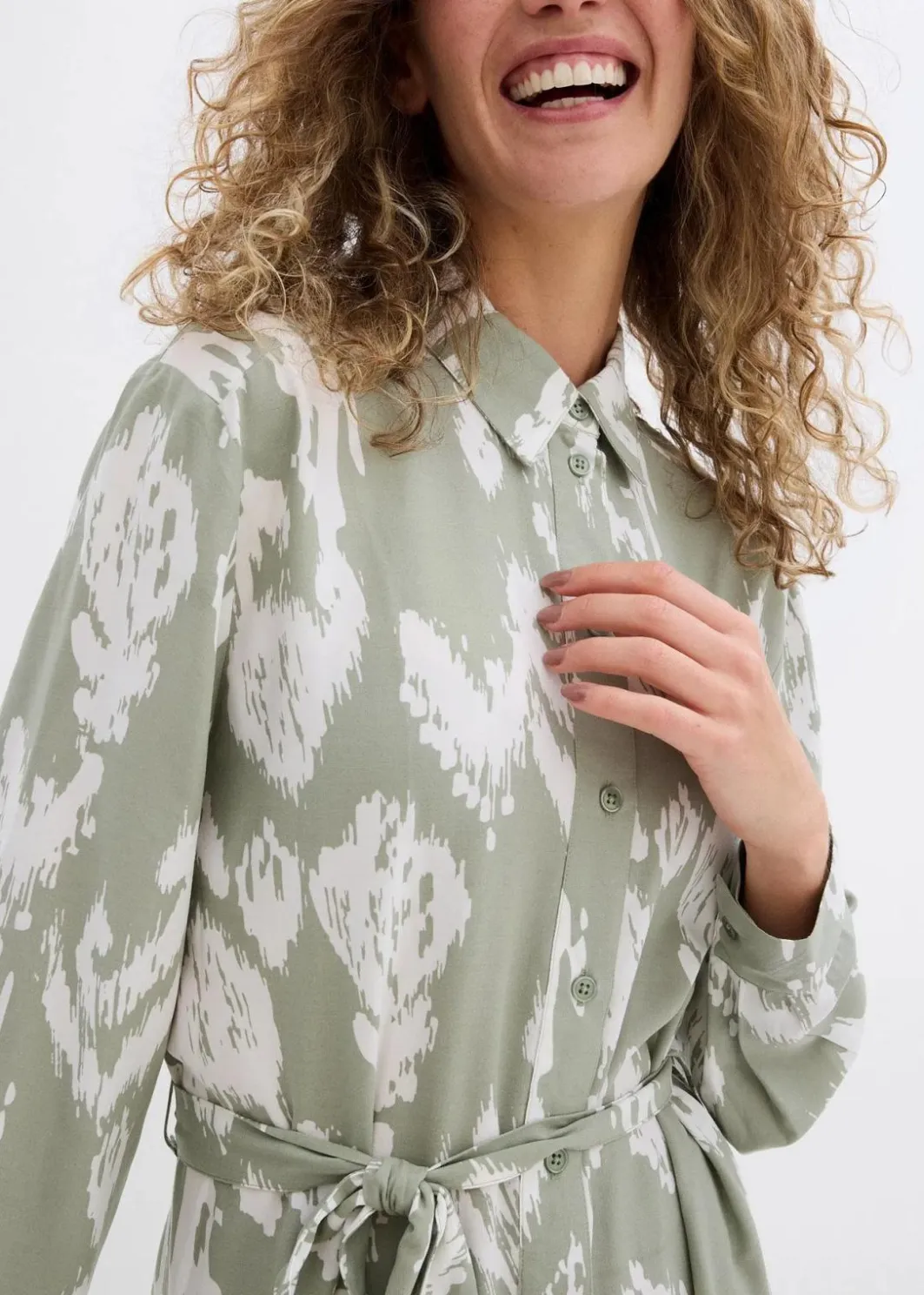 Damen bonprix Kleider|Bekleidung·Pullover & Strickjacken|Blusenkleid aus fließender Viskose
