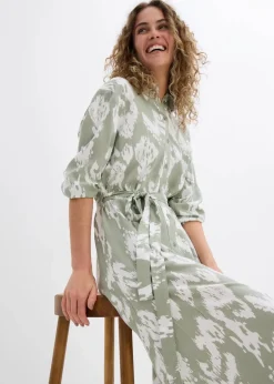 Damen bonprix Kleider|Bekleidung·Pullover & Strickjacken|Blusenkleid aus fließender Viskose