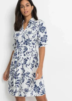 Damen bonprix Kleider|Kurzgrößen|Blusenkleid aus fließender Viskose
