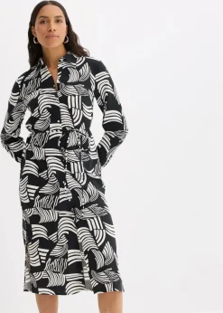 Discount Blusenkleid aus leichtem Leinen-Mix Damen Bekleidung·Pullover & Strickjacken|Kleider