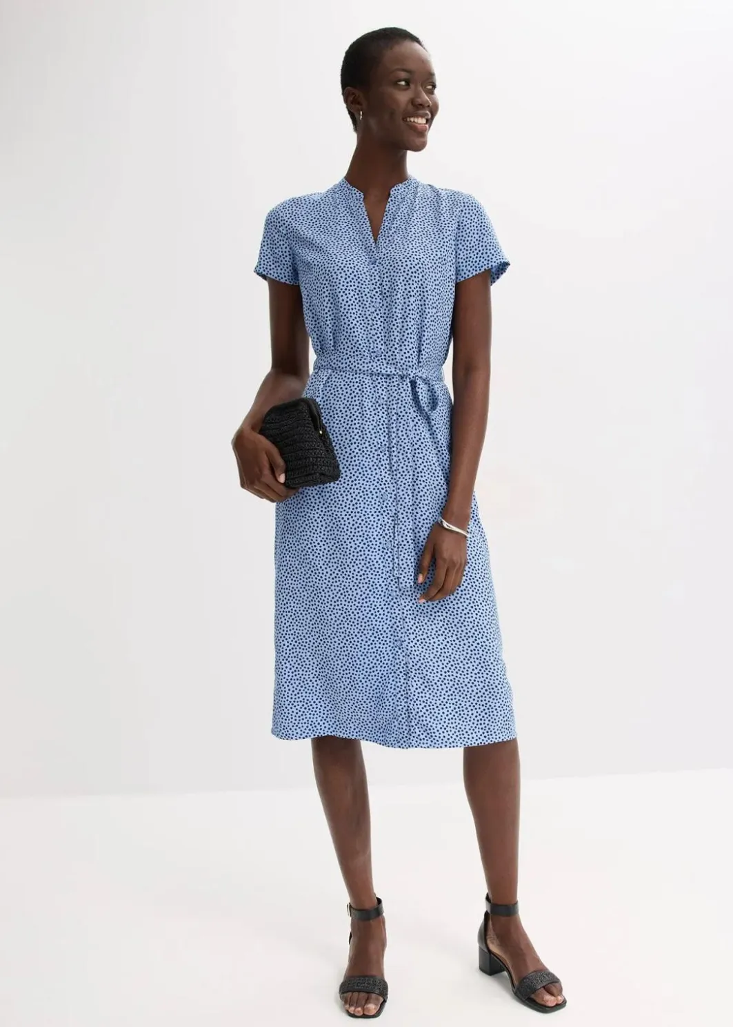Outlet Blusenkleid mit Pünktchen Damen Kleider|Bekleidung·Pullover & Strickjacken