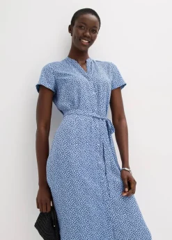 Outlet Blusenkleid mit Pünktchen Damen Kleider|Bekleidung·Pullover & Strickjacken