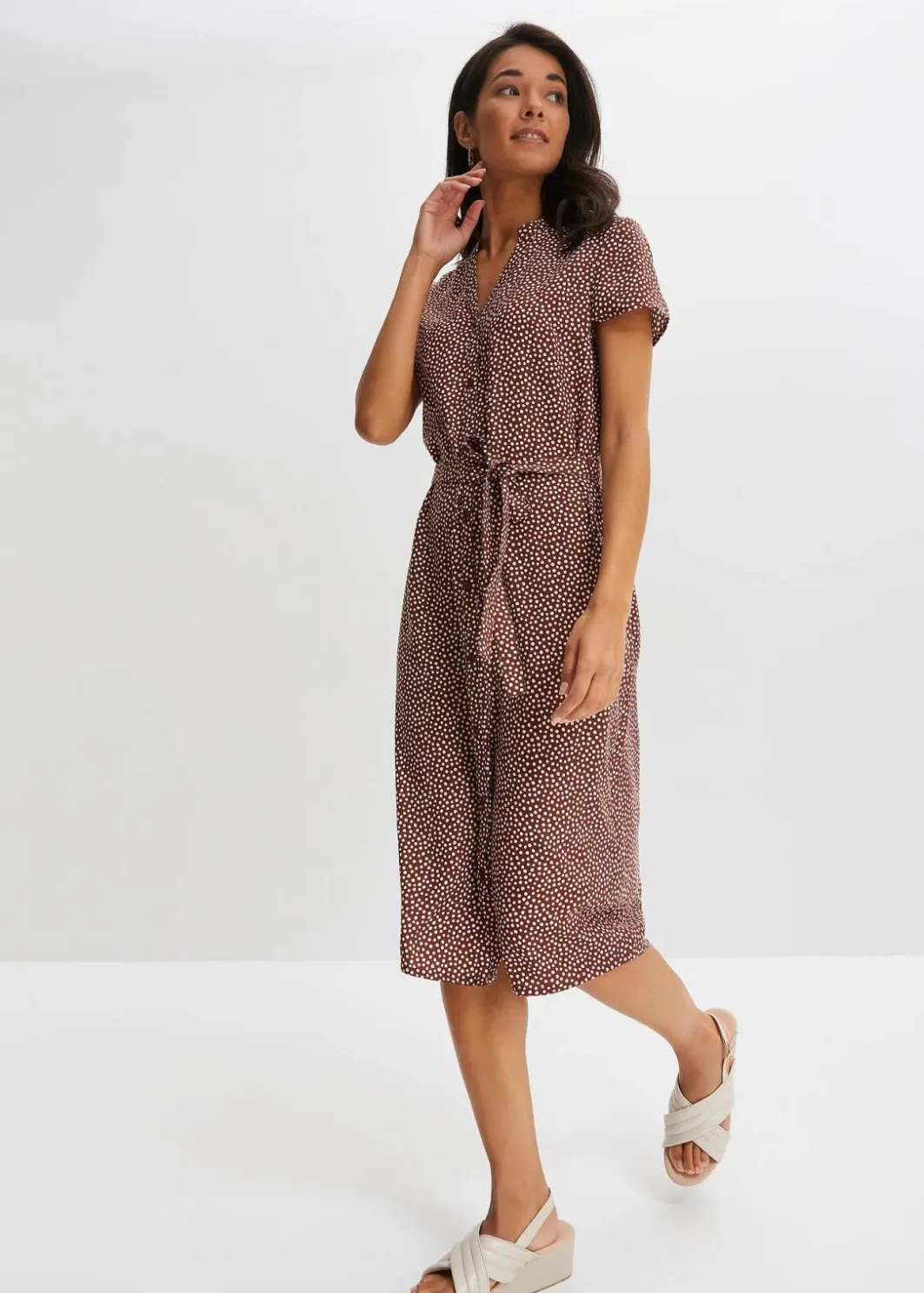 Outlet Blusenkleid mit Pünktchen Damen Bekleidung·Pullover & Strickjacken|Kleider