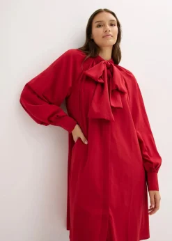 Damen bonprix Kleider|Nachhaltigere Materialien|Blusenkleid mit Schluppenkragen