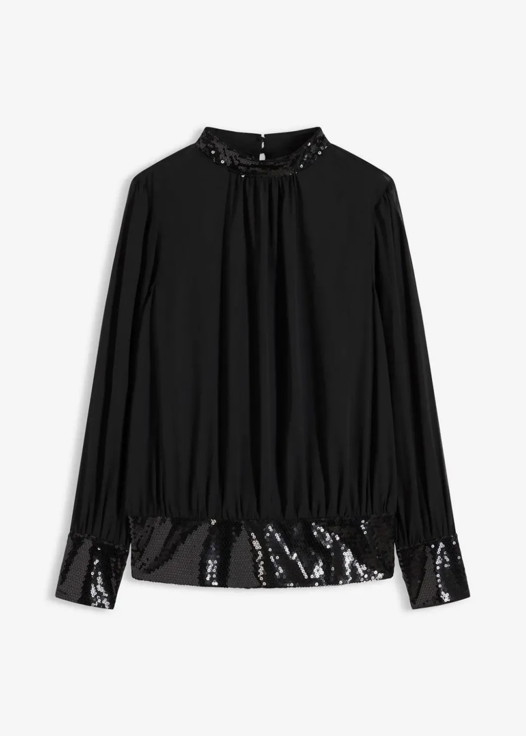 New Blusenshirt aus feinem Tüll mit Pailletten Damen Bekleidung·Jacken & Mäntel|Festliche Mode