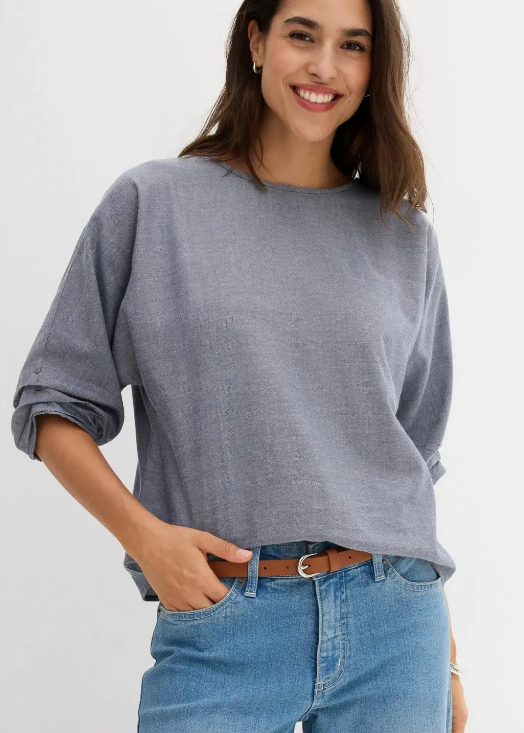 Damen bonprix Blusen & Tuniken|Bekleidung·Jacken & Mäntel|Blusenshirt aus reiner Baumwolle