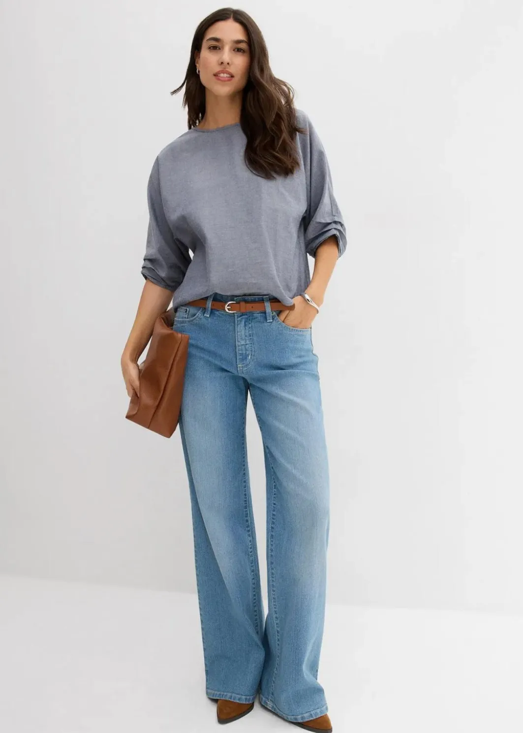Damen bonprix Blusen & Tuniken|Bekleidung·Jacken & Mäntel|Blusenshirt aus reiner Baumwolle