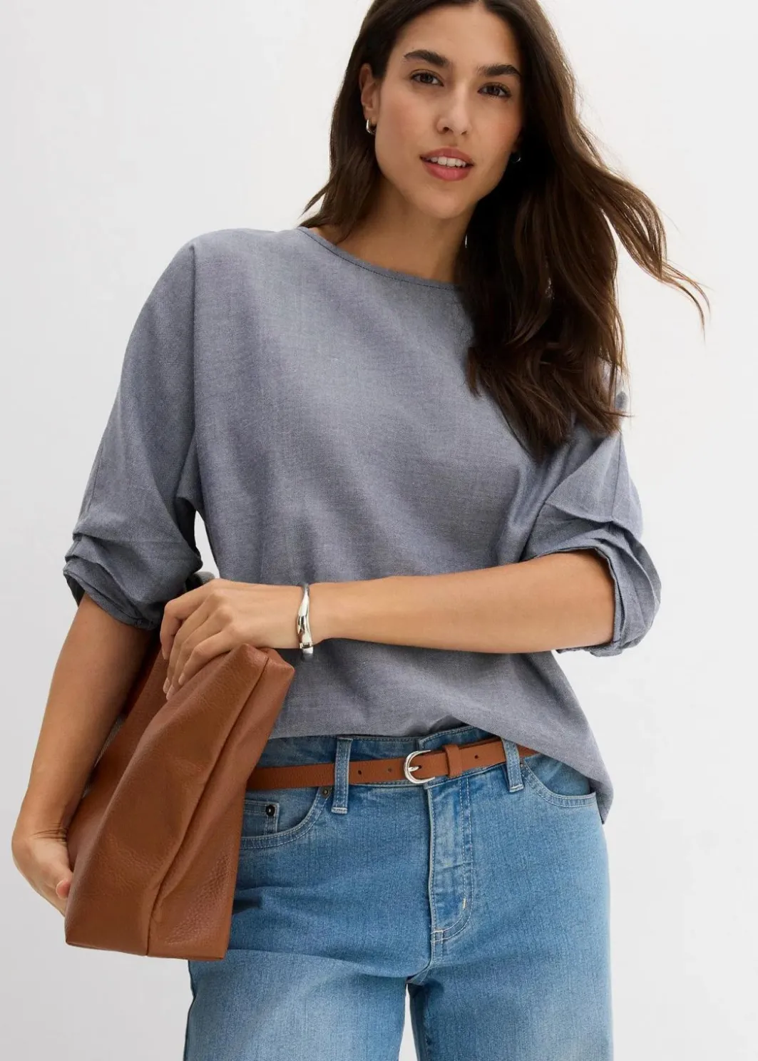 Damen bonprix Blusen & Tuniken|Bekleidung·Jacken & Mäntel|Blusenshirt aus reiner Baumwolle